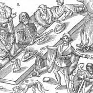 Representation of an Irish chieftain seated at dinner, 1581from http://www.gutenberg.org/files/21852/21852-h/21852-h.htm