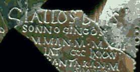 Intercalary month in Year III Headline and annotation CIALLOS B[V]IS SONNO CINGOS AMMAN.M.MXIII [...]LAT.CCCLXXXV [..B]ANTARAN M: mus&eacute;e gallo-romain de Lyon